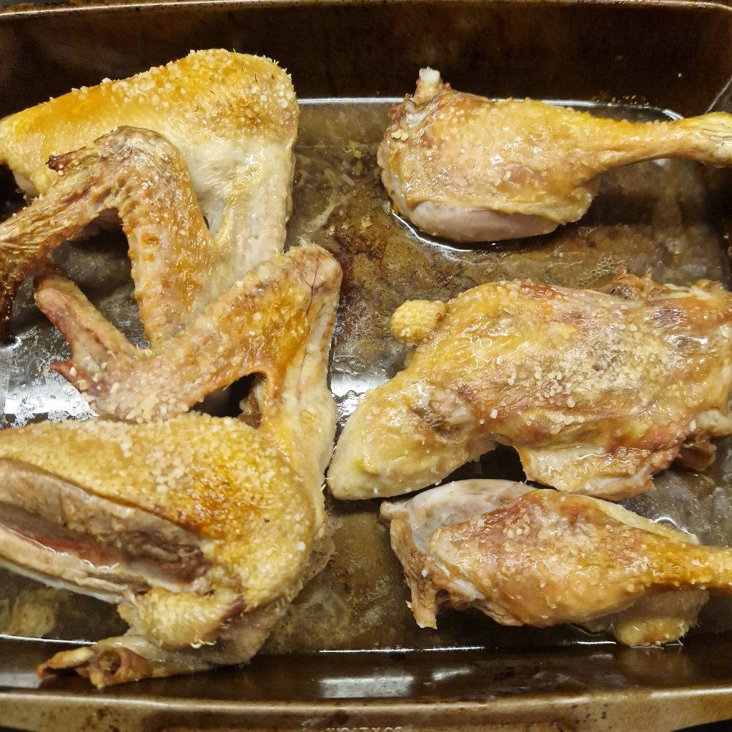 Duck roasted in the oven